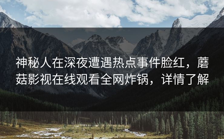 神秘人在深夜遭遇热点事件脸红，蘑菇影视在线观看全网炸锅，详情了解