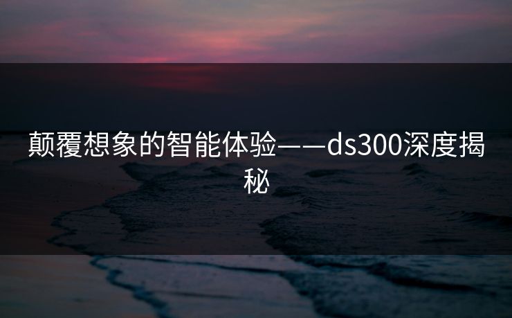 颠覆想象的智能体验——ds300深度揭秘