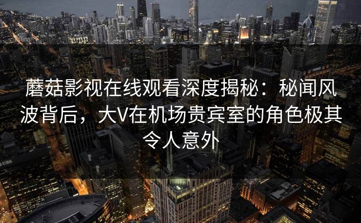 蘑菇影视在线观看深度揭秘：秘闻风波背后，大V在机场贵宾室的角色极其令人意外