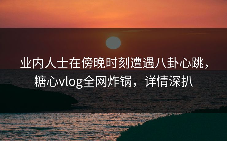 业内人士在傍晚时刻遭遇八卦心跳，糖心vlog全网炸锅，详情深扒