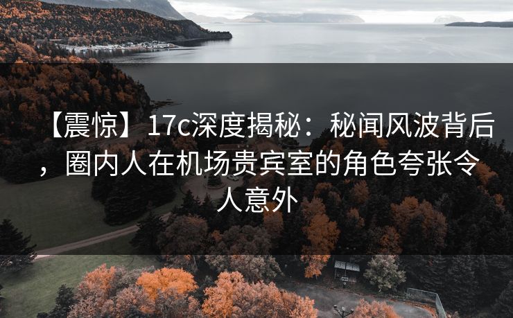 【震惊】17c深度揭秘：秘闻风波背后，圈内人在机场贵宾室的角色夸张令人意外