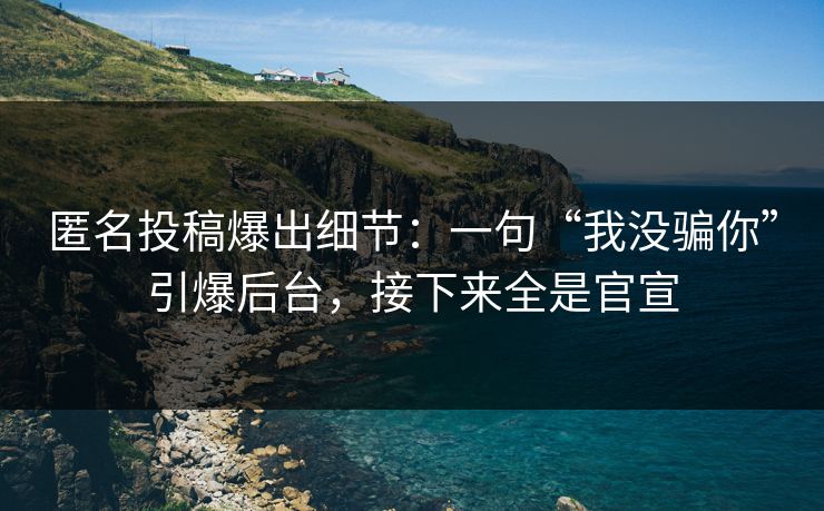 匿名投稿爆出细节:一句“我没骗你”引爆后台,接下来全是官宣 匿名投稿爆出细节:一句“我没骗你”引爆后台,接下来全是官宣